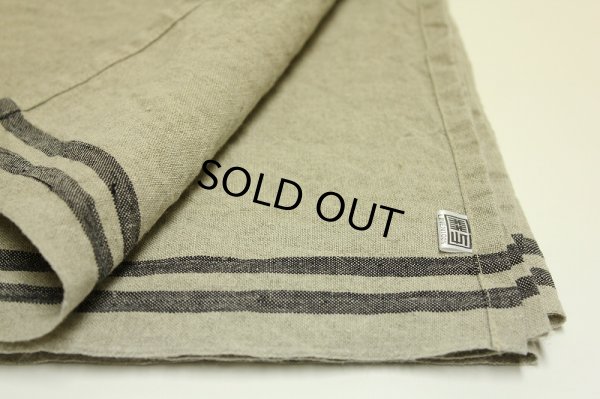 画像1: リネンキッチンタオル　ダブルライン黒　ＨＤ