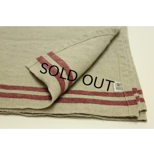 画像: リネンキッチンタオル ダブルライン赤 HD